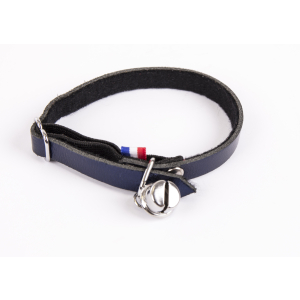 Collier chat en cuir/feutrine - Dakota - 30cm - 1.1cm - bleu 1