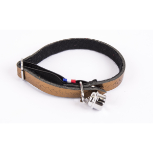 Collier chat en cuir/feutrine - Tressé - <30cm - 1.1cm - marron 1