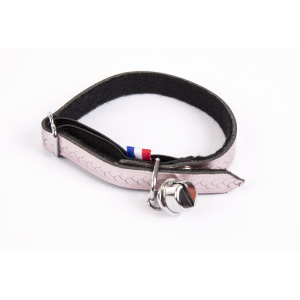 Collier chat en cuir/feutrine - Tressé - <30cm - 1.1cm - rose 1