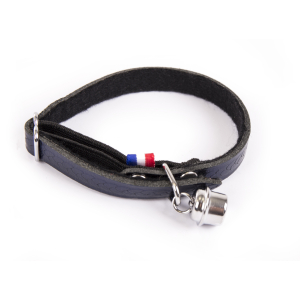 Collier chat en cuir/feutrine - Tressé - <30cm - 1.1cm - bleu 1