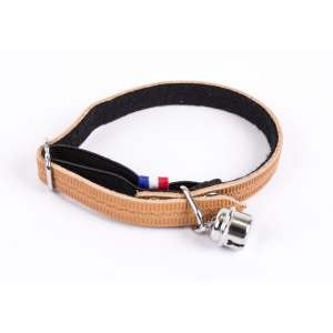 Collier chat en cuir - Farandole - dia.30cm - 1.1cm - beige x 1