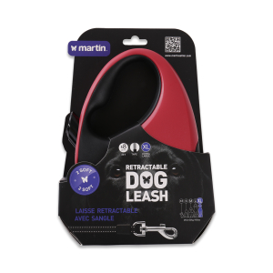 Laisse enrouleur sangle - 2 soft - XL - 8m - rouge x 1