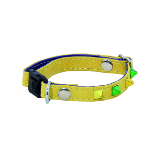 Collier chat en cuir - Glam & color - 15/25cm - 1cm - jaune 1