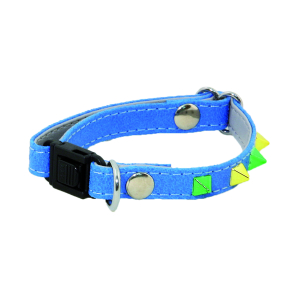Leather Cat Collar - Glam & Colour - Blue 1