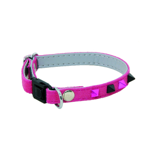 Collier chat en cuir - Glam & color - rose 1