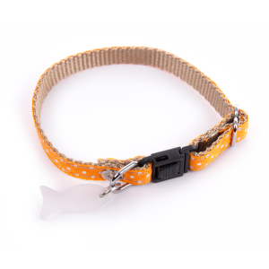 Collier chat en nylon - Pois - 17/27cm - 1cm - orange 1