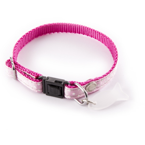 Collier chat en nylon pastel - Pois - 17/27cm - 1cm - rose x 1