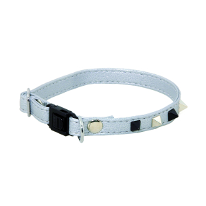 Collier chat en simili cuir - Pearl - 20/28cm - 1cm - gris 1