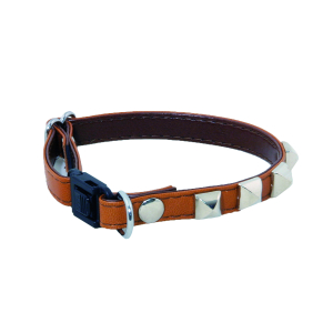 Collier chat en cuir - Chic - 20/28cm - 1cm - marron x 1