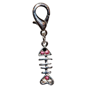 Pendantif de collier - poisson strass - 2cm - blanc/rose 1