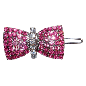 Barette - Noeud strass - rose 1