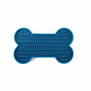 Tapis de léchage os en silicone - Douceur - 22cm - bleu x 1