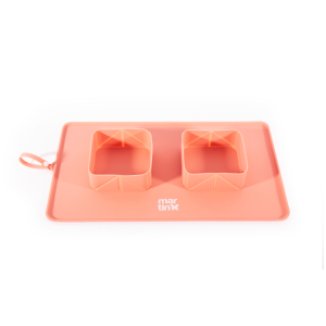 Gamelle double pliable en silicone - Douceur - 600ml - rose x 1
